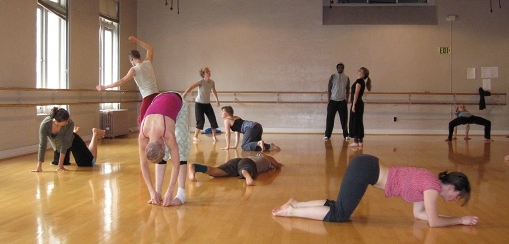 students dancing in the studio